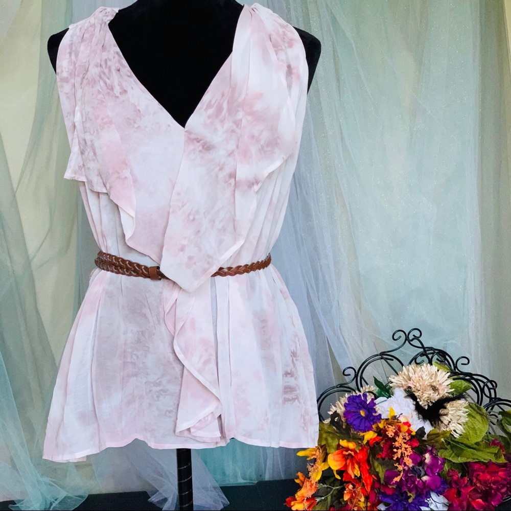 Love Stitch Mauve and White Marble Belted Tank